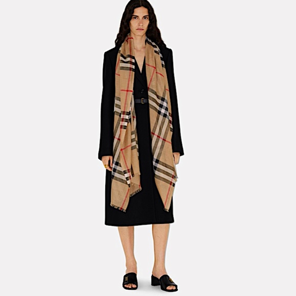 Burberry Lightweight Check Wool Silk Scarf - Picture 5 of 11